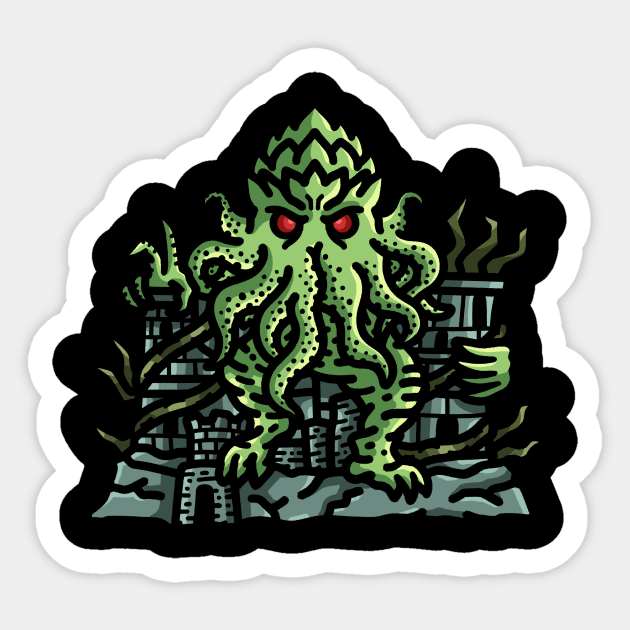 Cthulhu's Dominion: The Great Old One on the Throne Sticker by Holymayo Tee